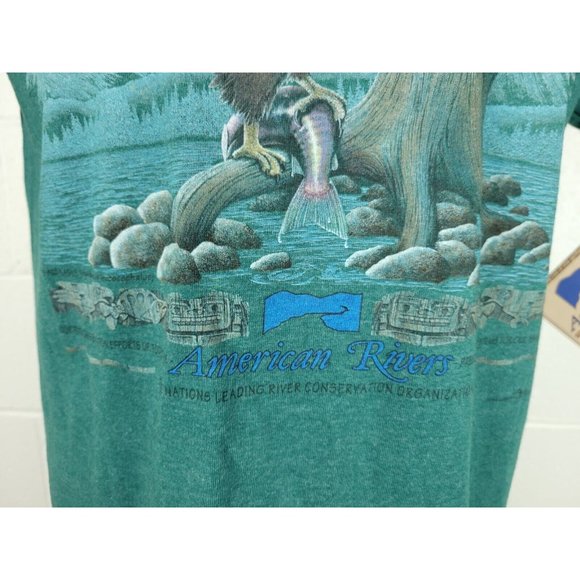 Vtg HL Miller Gold American River Bald Eagle Tshirt Ohiopyle Single Stitch L - Picture 3 of 11